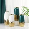 Ваза ins керамическая модель комната гостиная украшение дома гидропонная цветочная композиция гальванопокрытие золото зеленый орнамент