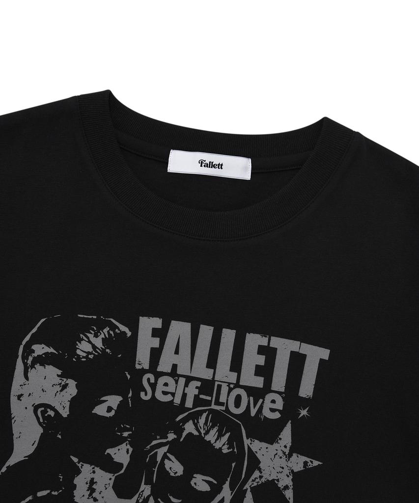 FALLETT [23Ss] Укороченная футболка с коротким рукавом «Самолюбовь» Черная