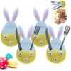 Easter Knife Fork Holder Pocket Rabbit Eggs Bunny Cutlery Bag for Easter Party Table Decor Tableware Cover Ornaments