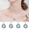 Women Necklace Hollowed-out Faux Circle Crystal Plated A-Z Initial Letter Tree