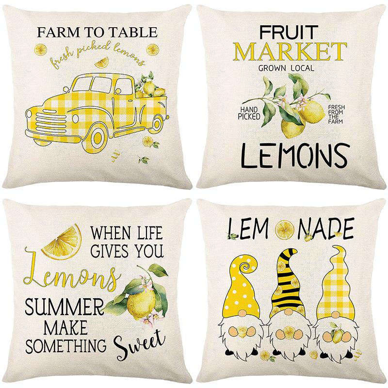Новые весенне-летние наволочки Лен Желтый Лимон Принт Грузовика Домашняя Подушка Подушка Комбинация
