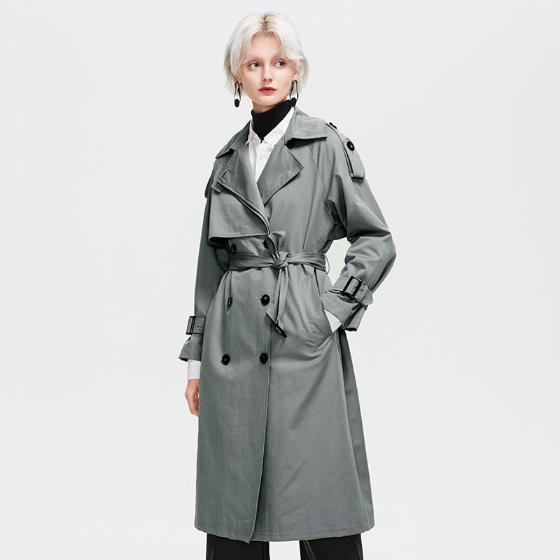 Тренч Ziai с длинными пуговицами и карманами для женщин на весну и осень