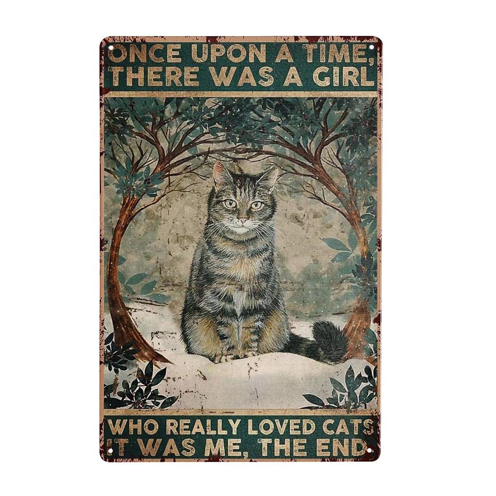 Tabby Kitty,cat Metal Tin Sign Art Poster Cafe Bathroom and Home Retro Iron Painting Wall Decor Retro Bar Pub Farmhouse Diner