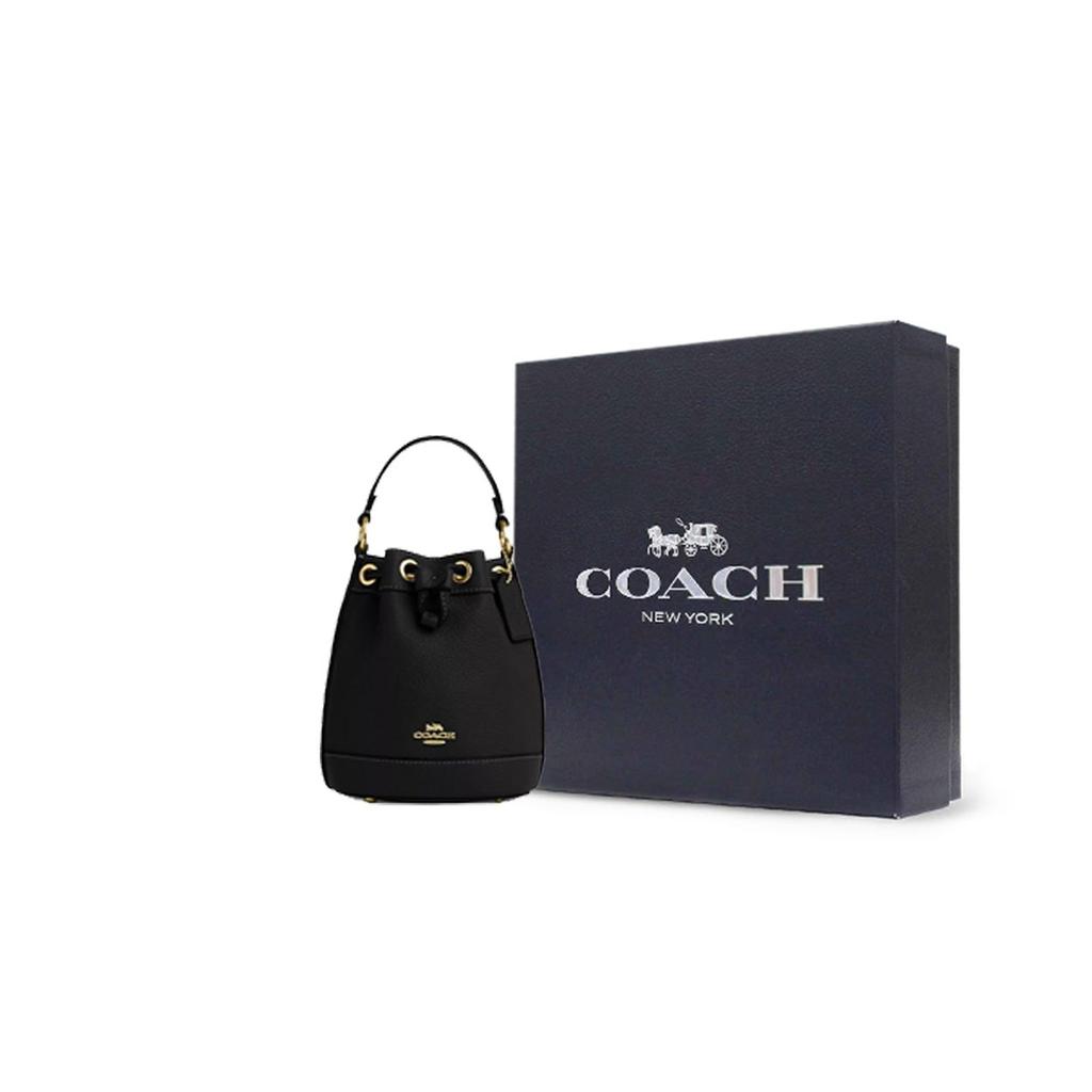 Coach Сумка-ведро с кулиской и логотипом Dempsey из 15 букв Женские сумки Черный CN683-IMBLK