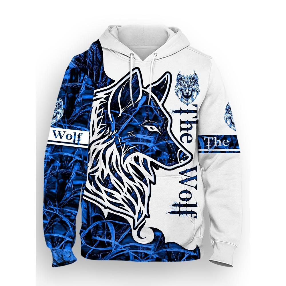Модная мужская осенняя толстовка с капюшоном, с персонализированным принтом волка, мягкая и удобная, одежда в уличном стиле для активного отдыха