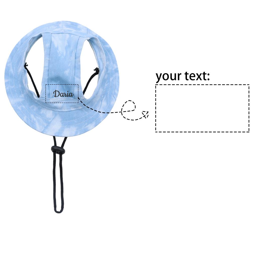 Personalized Custom Embroidery Pet -shedding Exposed Ears Adjustable Rope Buckle Bucket Hat Cat Dog Sun Hat Small Dog Sun Hat