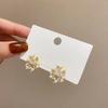 Trendy Imitation Pearl Garland Stud Earrings for Women Korean Golden Metal Flower Leaf Round Circle Earring Jewelry Gift