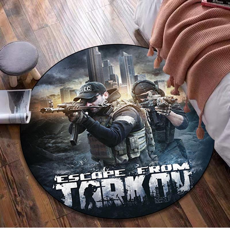 1Pc Escape from Tarkov Circular Print Rug - home decoration Carpet For Living Room Bedroom Flooring Computer Chair Area Rug