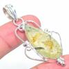 Natural Prehnite Gemstone Handmade 925 Sterling Silver Pendant 2.36" W8K23