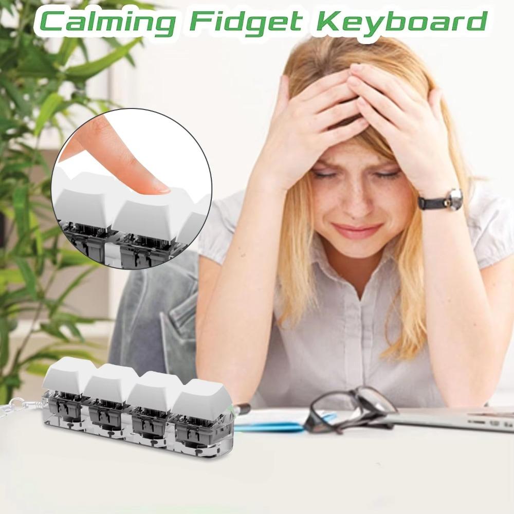 with Keychain 4-button Shaft Tester Diy Keycaps Toy Keyboard Keychain Keyboard Fidget Toys Adults