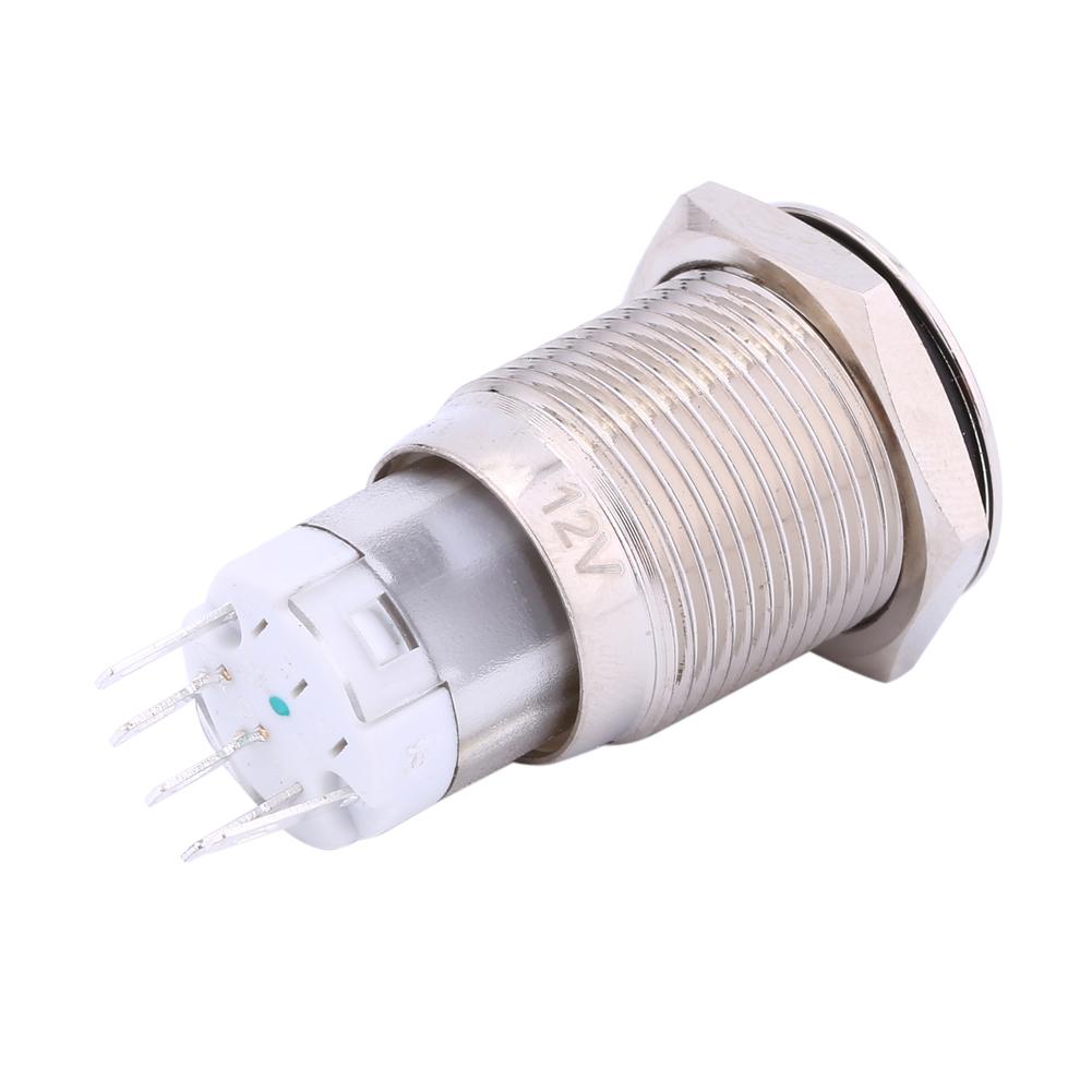 1 шт. 16 мм 1НО 1НЗ Подключение 12 В Металлический светодиодный тумблер с фиксацией Кнопочный