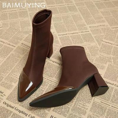 Замшевые массивные женские ботильоны с острым носком, сексуальные туфли на высоком каблуке, новый бренд 2025 года, модные туфли-лодочки в готическом стиле, зимние туфли-лодочки Botas De Mujer