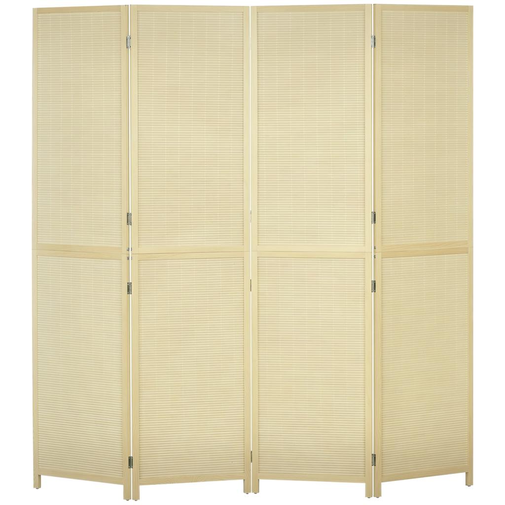 Room Divider, Freestanding Privacy Screen, 4 Panel Folding, 180 x 180cm, Natural