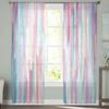 Rainbow Stripes Contemporary Curtains For Living Room Clear Tulle Curtains Window Translucent For The Bedroom Space Accessories Decor