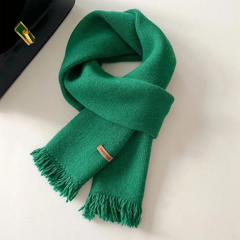 2024 New Autumn and Winter New Solid Color Tassel Simple Yarn Scarf Shawl Dual-use Warm Scarf for Women