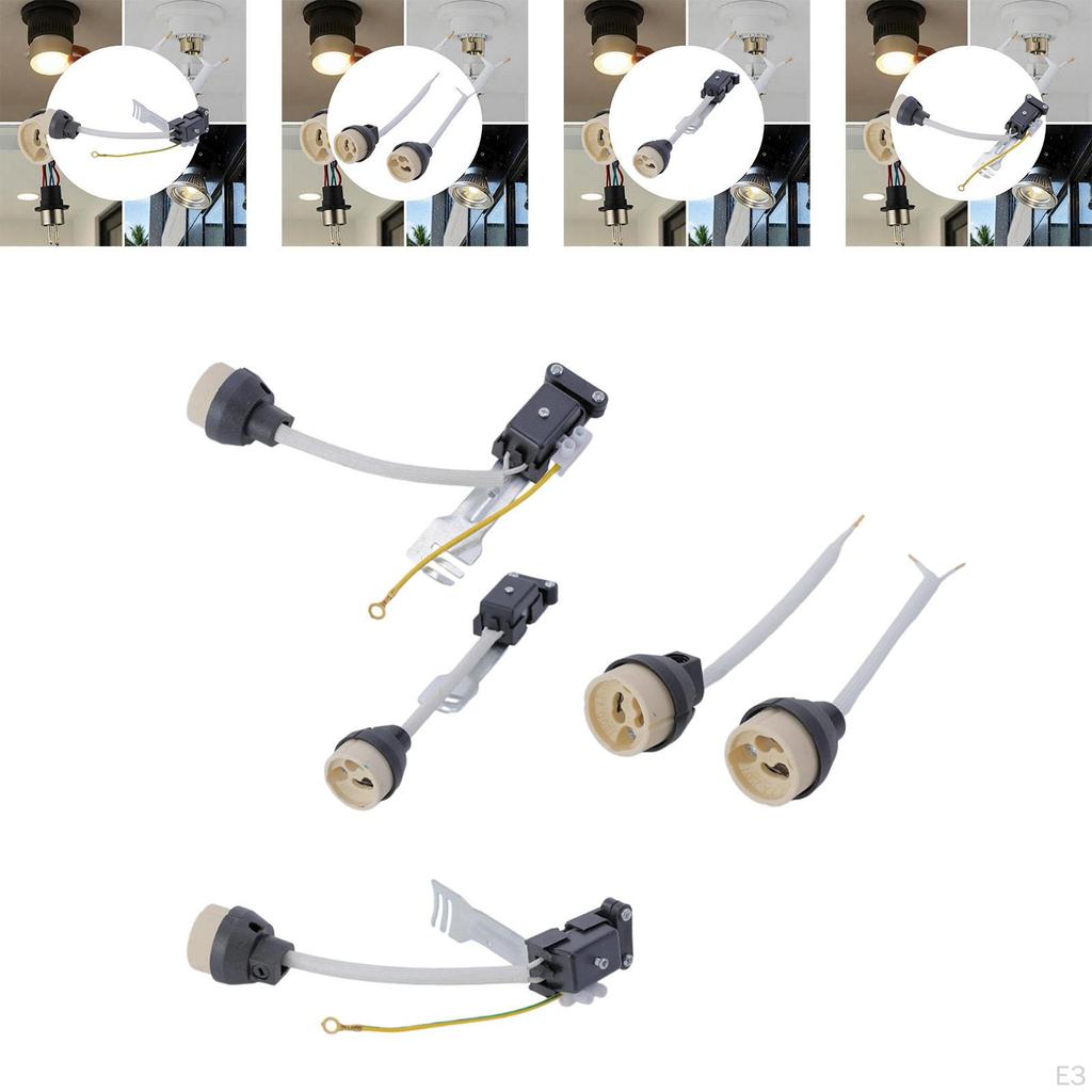 Gu10 Base Sockets Holder Easy to Install Waterproof with Cable Insulating Sleeve Ceramic