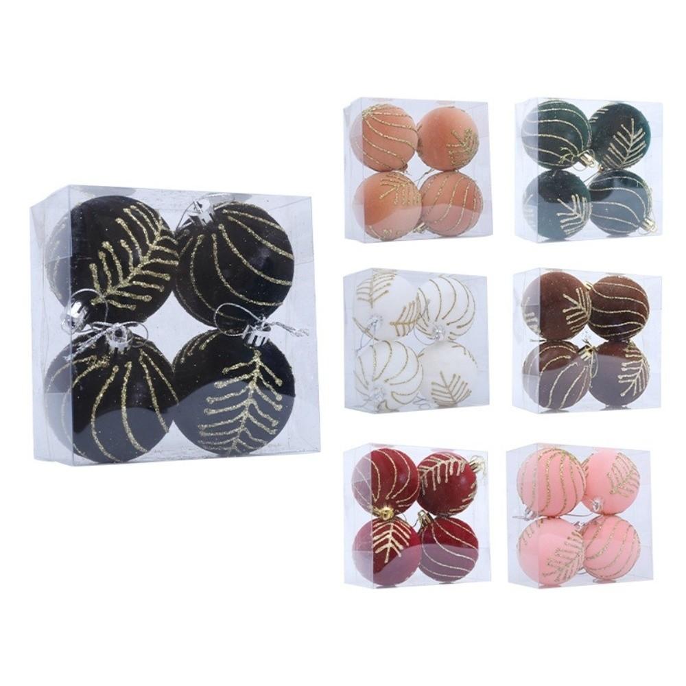 6cm Christmas Balls Set Flocking Shatterproof Xmas Tree Pendants DIY Crafts Christmas Hanging Balls Home Xmas Decor