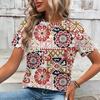 Модная женская креативная футболка с рисованным цветочным принтом, забавная повседневная футболка с круглым вырезом и короткими рукавами, летняя женская футболка