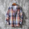 Men's Long-Sleeve Plaid Shirt - Autumn Hong Kong Style, Trendy Korean Slim Fit, Casual Jacket for Couples