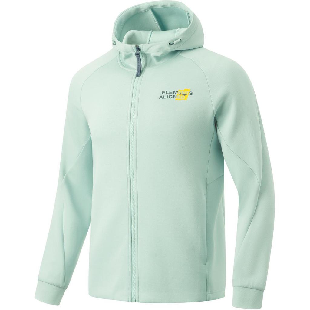 Li Ning Comfortable Casual Letter Hooded Zip Long Sleeve Jacket Men Jackets Feather-Green AWDU181-4