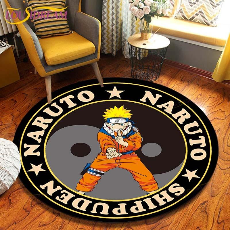 Круглый ковер в стиле аниме «Наруто», напольный коврик для спальни, фланелевый ковер с животными, противоскользящий детский игровой коврик, декоративные коврики для детской комнаты