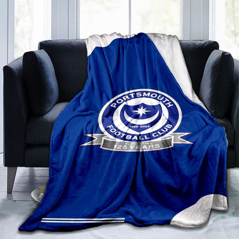 Ports-mouth Fc Anniversary Printed Throws Blanket Soft Flannel Blankets for Couch Bed Gifts for Men Women Picnic blanket Christmas gifts