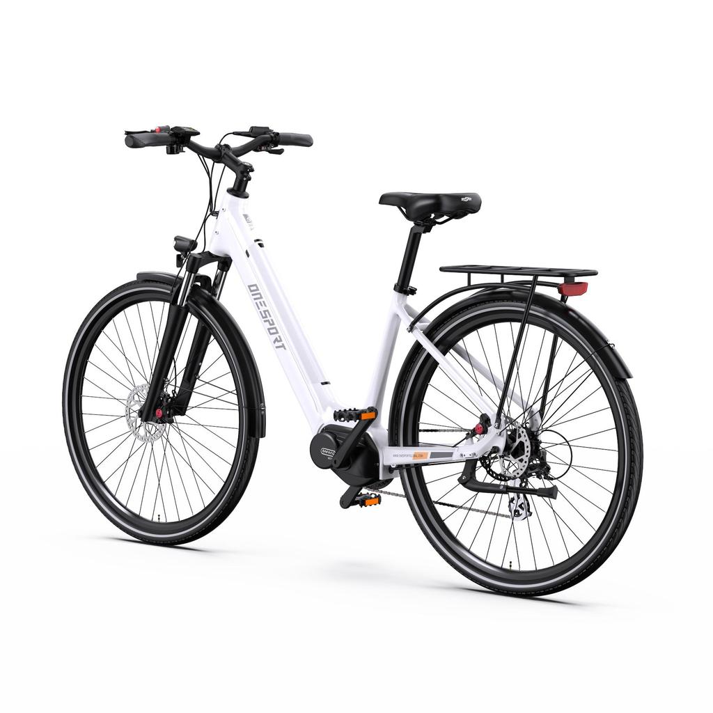 ONESPORT OT07 Electric Bike All-aluminum Alloy Frame 27.5 Inch Commuter Electric Bike BAFANG Mid Motor & 36V 250W 14Ah Battery-White