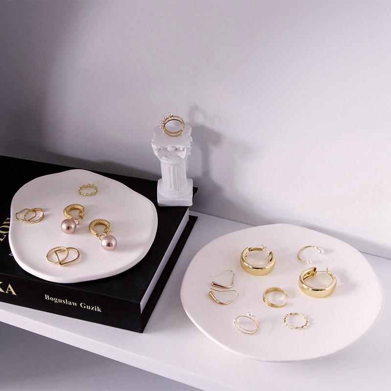 Креативный поднос для хранения нестандартных колец, демонстрационная тарелка для украшений, белая художественная гипсовая тарелка, домашний декор, реквизит для фотографий, чаши