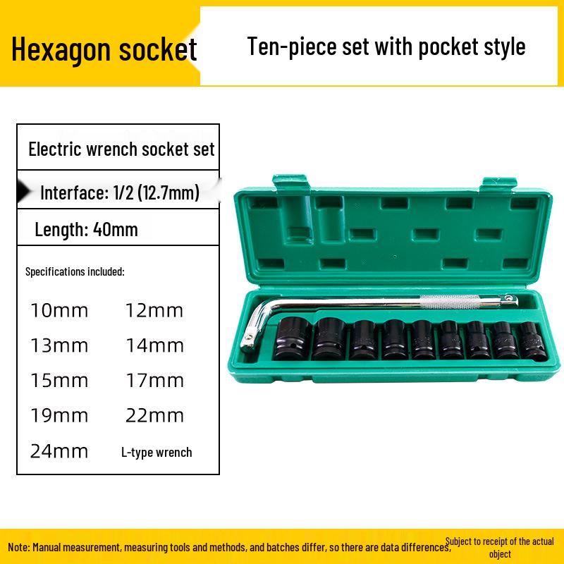 Набор торцевых головок для электроинструмента и пневмогайковёрта 1/2 шестигранный, 8-32 мм