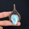 Larimar Gemstone Handmade Pure Copper Wire Wrap Amazing Jewelry Pendant For Women
