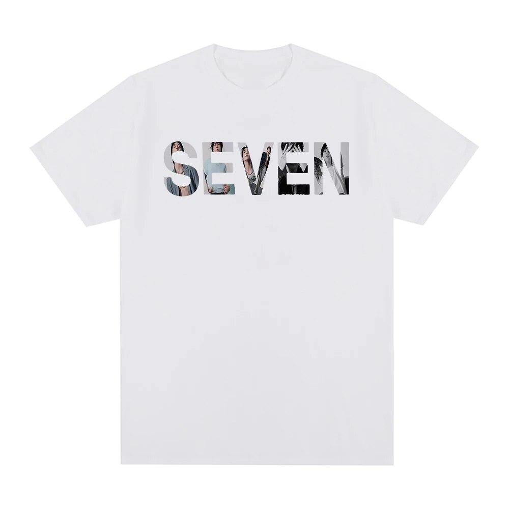 JungKook Seven T Shirt Unisex Harajuku Aesthetic Graphic Letter Print T-Shirt Unisex Casual Oversize Cotton Tee Shirt Korea Clothes