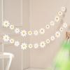 1Set Daisy Banners Birthday Party Burlap White Flower Garland Daisy Flag Baby Shower Wedding Party Bunting Decorations