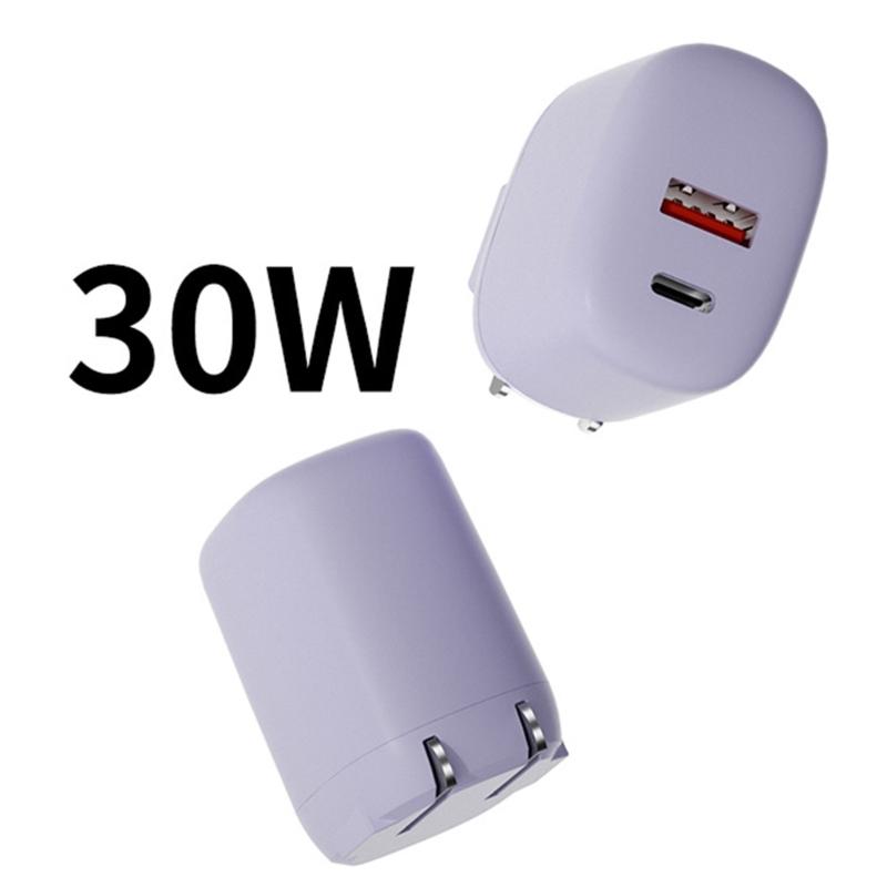 Портативный 30 Вт Power Delivery Быстрая зарядка QC3.0 Зарядный адаптер, Двойной порт Type-C+USB Настенное зарядное устройство Маленький дизайн