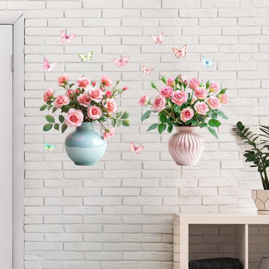 1 пара Фиолетовый Цветок Наклейка на Стену Отклей и Наклей Полевой Цветок Бабочка Настенный Декор Снимаемый Цветочный Настенный Арт Мурал для Комнаты Девочки Детской Комнаты Класса