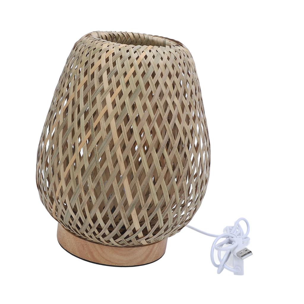 Настольная лампа двухслойная плетеная 3-цветная температура плавная регулировка яркости винтажная прикроватная лампа для спальни