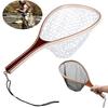 MUQZI Sports Accessory Wooden Handle Rubber/Nylon Mesh Fly Fishing Landing Net Catch Release Scoop