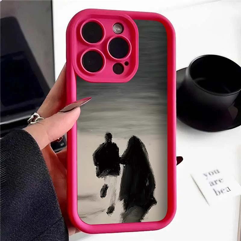 Силиконовый чехол для телефона с масляной краской для пары для iPhone 13 12 11 14 15 Pro Max XS X XR, чехол для iPhone 7 8 Plus SE, мягкий чехол