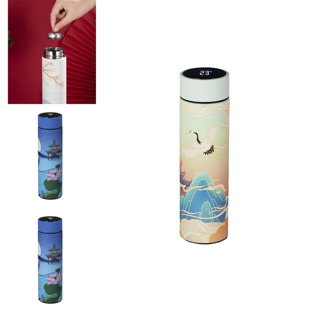 Креативный светодиодный дисплей температуры, вакуумная фляга из нержавеющей стали, 500 мл