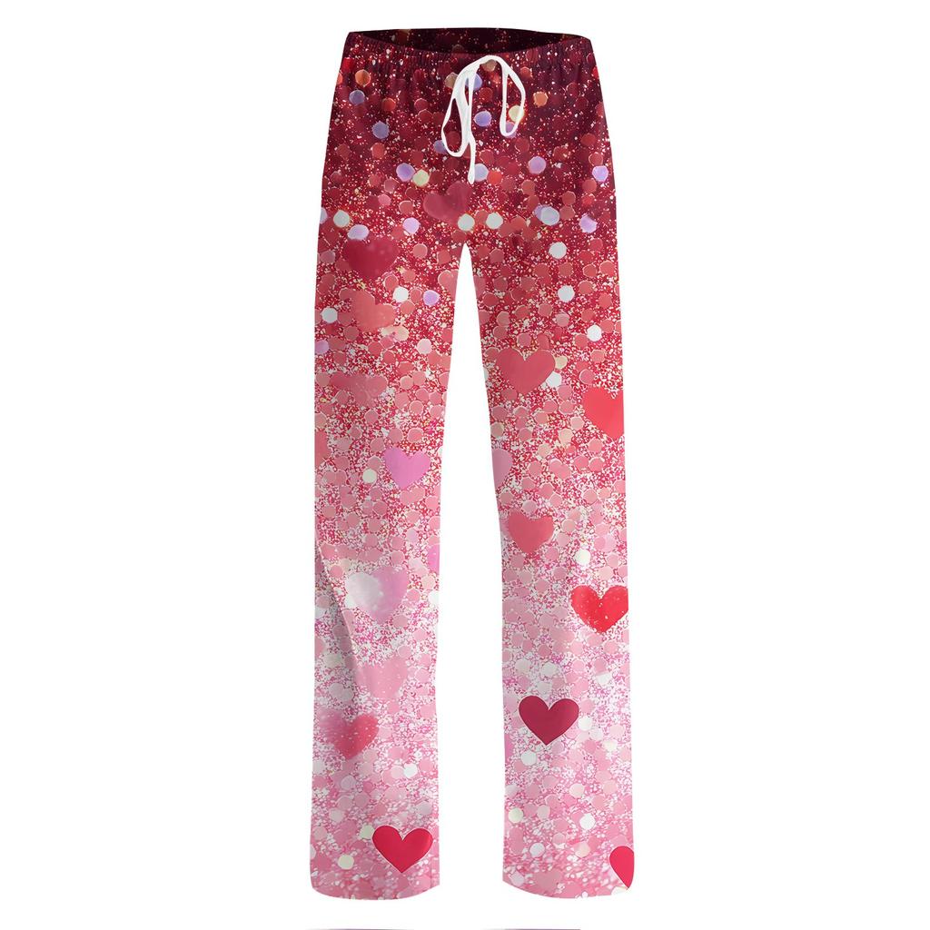 Женские модные свободные повседневные брюки с принтом ко Дню святого Валентина