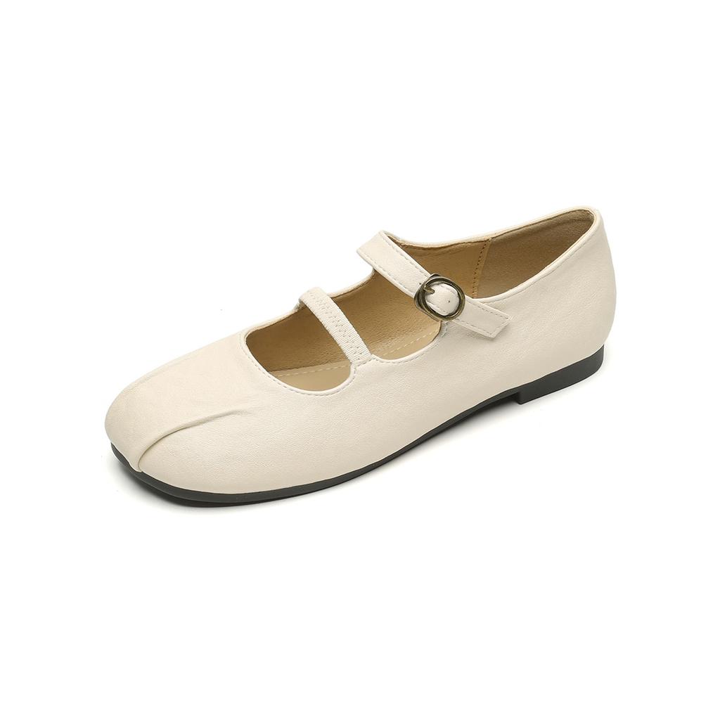 Fashion Double Belt Mary Janes Flat Shoes Woman 35-43plus Size Moccasins Designer Pleated Leather Flats Women Soft Bottom Loafers