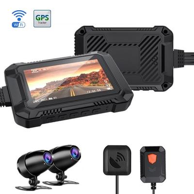 Мотоциклетный видеорегистратор HD WiFi GPS Мотоциклетный видеорегистратор Передняя и задняя камера Двухканальный видеорегистратор для вождения мотоцикла Черный ящик