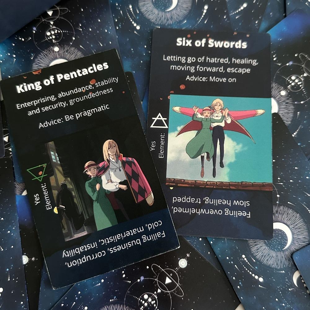 H.ER Tarot японская аниме-тематика 78 шт. карт по мотивам «Ходячего замка» в стиле Ghibli Положительные и отрицательные ключевые слова 12*7 см