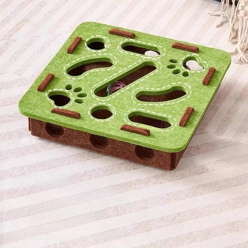 Cat Puzzle Interactive Toy Felt Puzzle Box Cat Exercise Toy With Ball Sports Entertainment Hunting Cat Toys For Indoor Cats