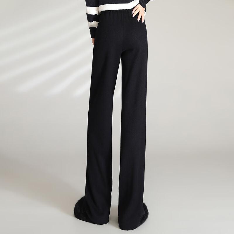 Women's High Waist Plush-Lined Straight Leg Casual Pants