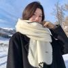 White Scarf Women's New Winter Versatile Knitted Wool Including Wool Warm Scarf
