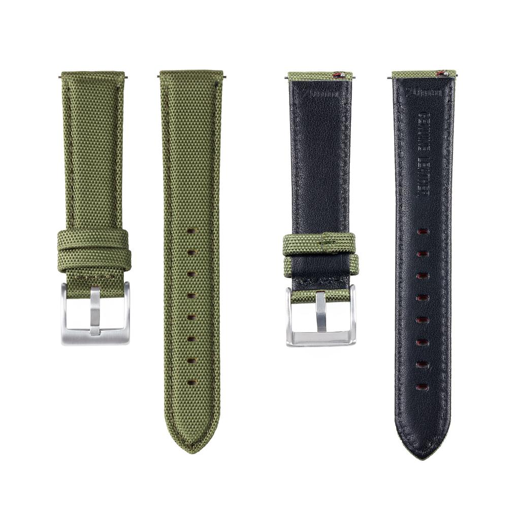 20mm 22mm Woven Nylon+Leather Watch Band Army Woven Canvas Fabric Replacement Straps for Military Sport Quick Release Wristband