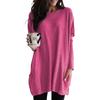 Женская мода, повседневный топ с круглым вырезом, небольшим карманом, средней длины, однотонный, с длинными рукавами