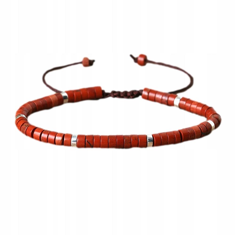 Women's Bracelet Natural Stone Red Jasper 2 x 4 mm Adjustable