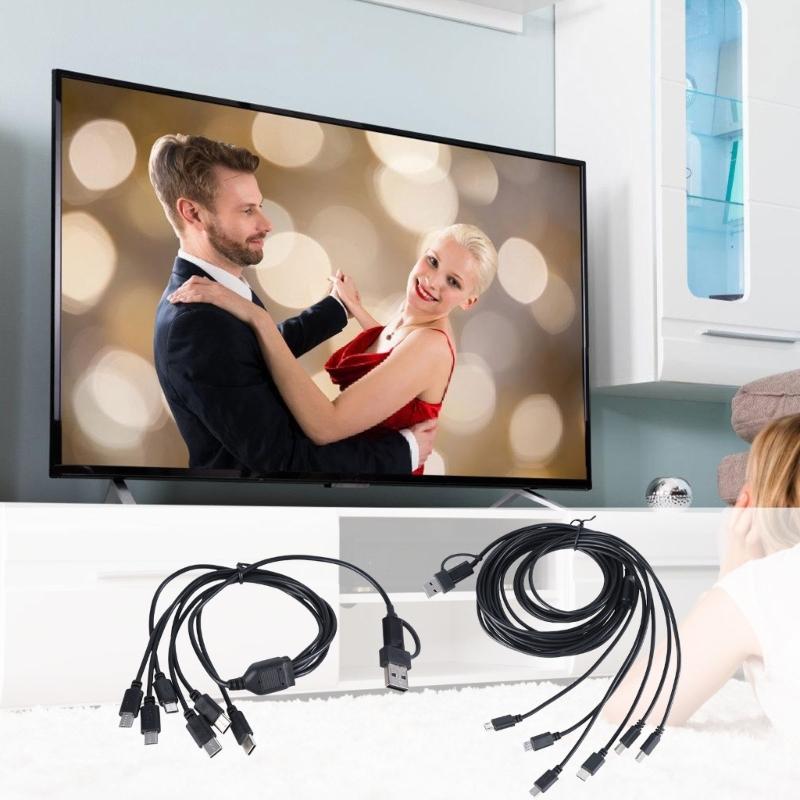 Многофункциональный кабель для зарядки 6 портов USB-зарядный шнур с разъемами Type C и USB для электроники, длина 150 см/50 см