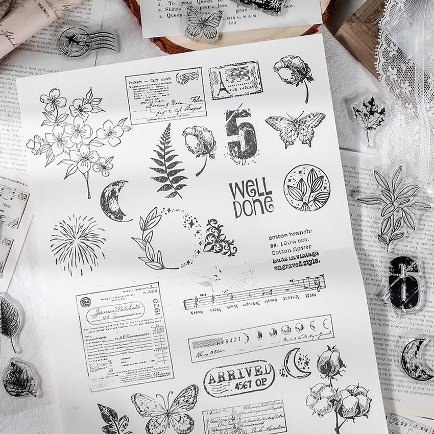 Винтажные 16 стильных прозрачных марок, печать для скрапбукинга/резиновый штамп, журнал, фотоальбом, изготовление карточек